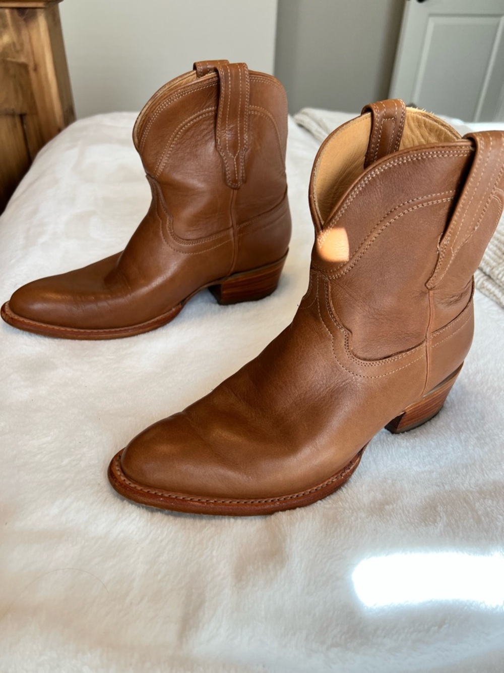 Tecovas Women's Brown Leather Classic Western Ankle Boots 8M - Picture 3 of 10